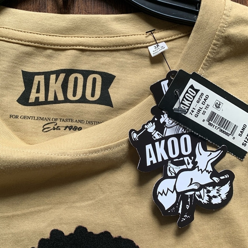 AKOO T-Shirt Girl Dad Tee Tan Men’s Size 3XL NWT - Picture 5 of 7